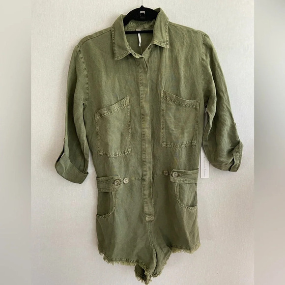 NWT YOUNG FABULOUS & BROKE YFB Linen  Blend Lake Side Romper Sz Xs - Picture 2 of 16